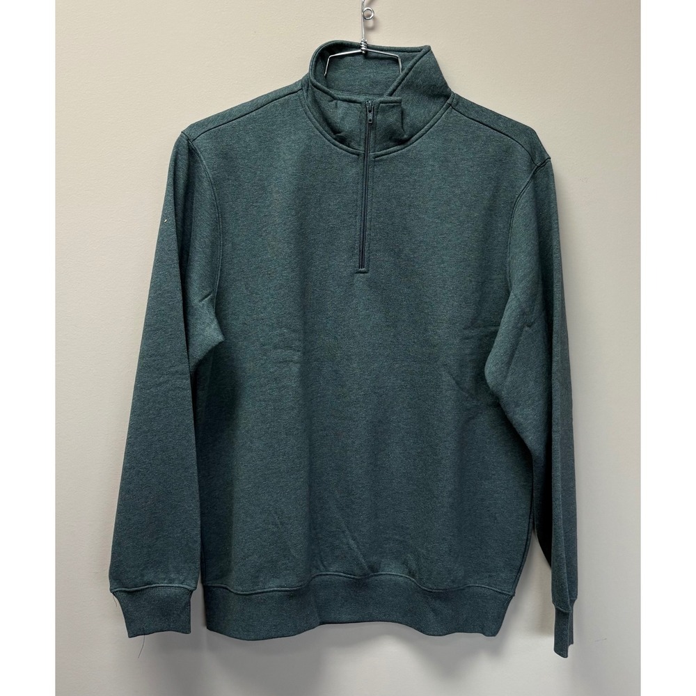 Sport-Tek Mens Forest Green Heather Quarter Zip Fleece Pullover Sweatshirt L